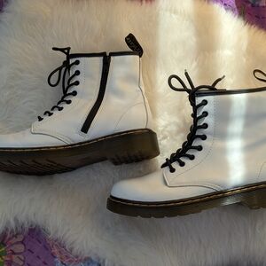 Dr. Martens White Leather Women's Boots